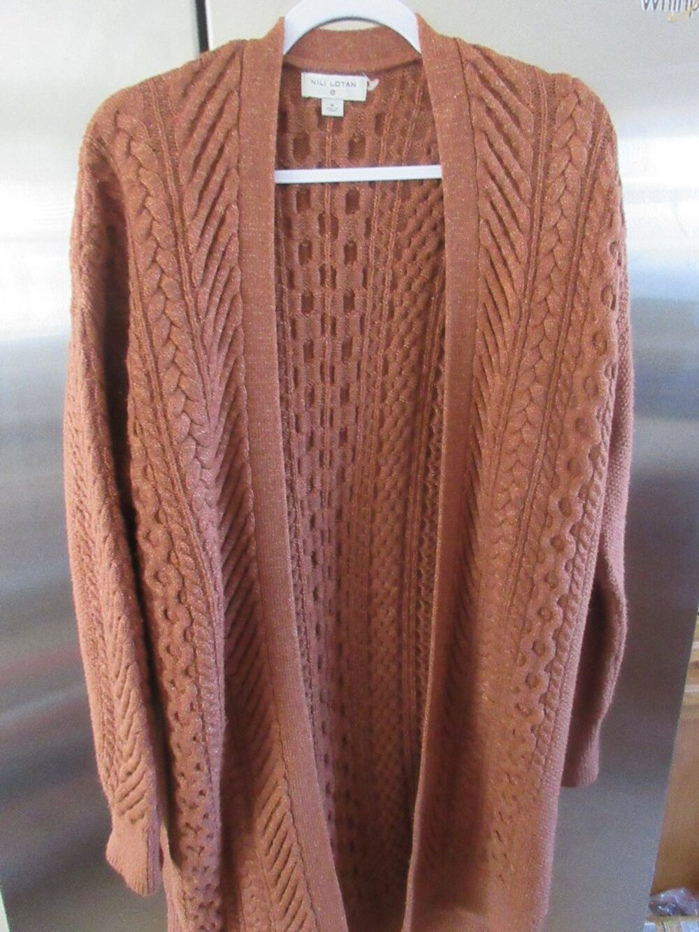 Nili Lotan x Target Cable Knit Duster Cardigan Sweater tan brown M oversized